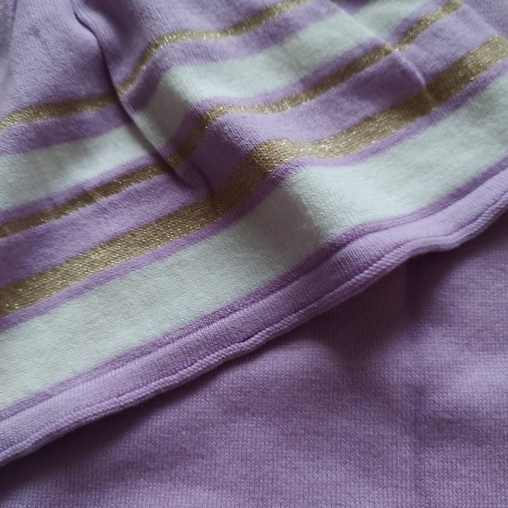 Lilly Pulitzer Callee Sweater Lilac Fressia Purple Pullover Gold White Buttons L - Picture 9 of 16